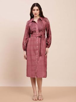 Globus - Women Pink Printed Dress with Belt