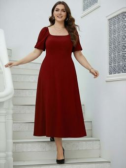 Globus - Women Maroon Plus Size Dress