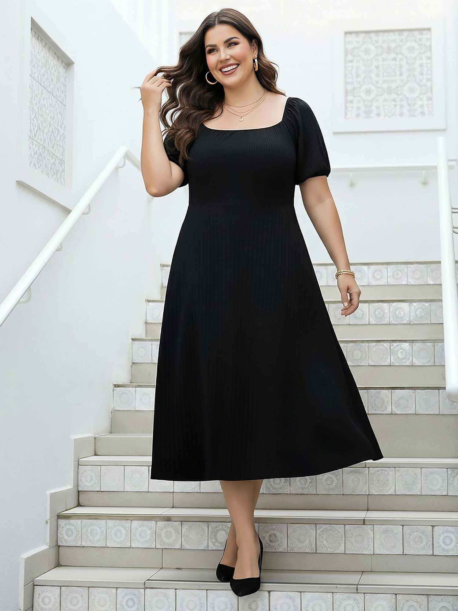 globus Women Black Plus Size Dress-picture-21