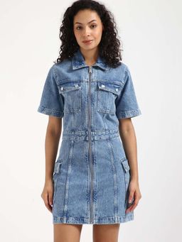 Tommy Hilfiger - Cotton Spread Collar Denim Dress