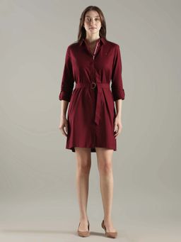 Tommy Hilfiger - Red Spread Collar Shirt Dress with Belt