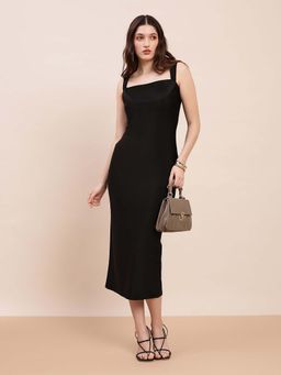 Globus - Women Black Square Neck Bodycon Dress