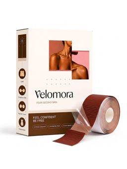 Velomora - Double Sided Boob Tape - Waterproof, Strong Hold Body Tape (Brown)