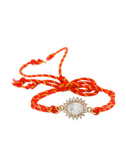 Estele - Gold Plated Sacred Sparkle Designer Rakhi with Austrian Crystals & Silk Thread