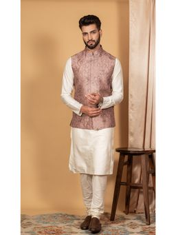 KISAH - Men Brown Kurta Jacket Set (Set of 3)