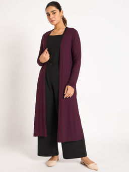 Femmella - Women Wine Solid Shrug