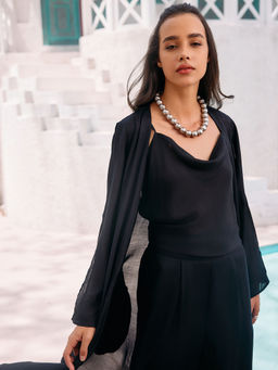 Femmella - Women Black Solid Cape