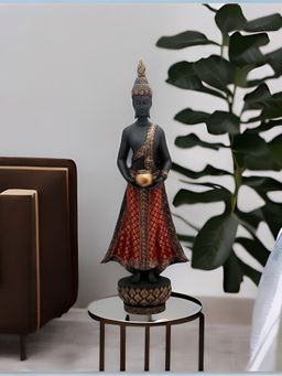 At Home by Nilkamal - Standing Bodhi Floor Showpiece Black & Red