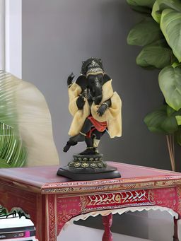 At Home by Nilkamal - Standing Ganesha Showpiece|Set of I |Size - 17 cm x 33 cm|Black & Gold
