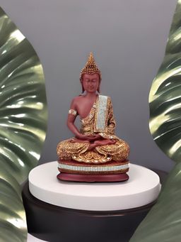 At Home by Nilkamal - Buddha Dhyana Showpiece Brown & Gold