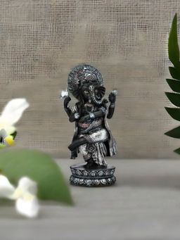 At Home by Nilkamal - Standing Natraj Ganesha Polyresin Showpiece Black & Silver