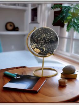 At Home by Nilkamal - Atlas Nova World Globe Black & Gold