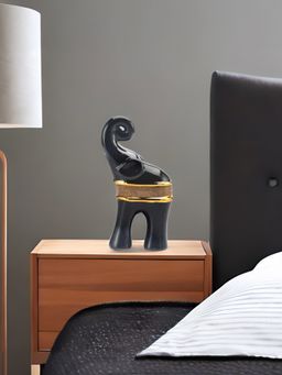 At Home by Nilkamal - Jewel Elephant Trunk Showpiece Black & Gold