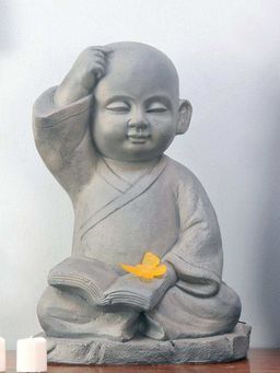 At Home by Nilkamal - Baby Monk Nirvana Showpiece Grey