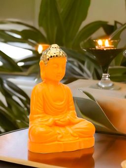 At Home by Nilkamal - Ceramic Buddha Showpiece|Set of I |Size - 21 cm x 28 cm|Mustard & Gold