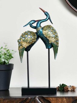 At Home by Nilkamal - Mother Son Swan Showpiece Blue