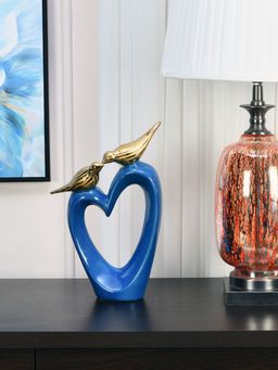 At Home by Nilkamal - Love Birds On Heart Showpiece Blue