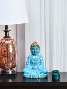 At Home by Nilkamal - Buddha Face Showpiece Blue