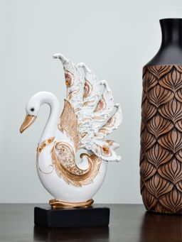 At Home by Nilkamal - Swan Showpiece White & Gold