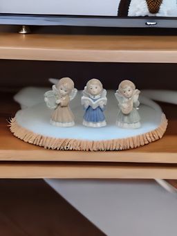 At Home by Nilkamal - Ceramic Treo Little Angels Showpiece|Set of 3|Size - 5 cm x 9 cm|Blue