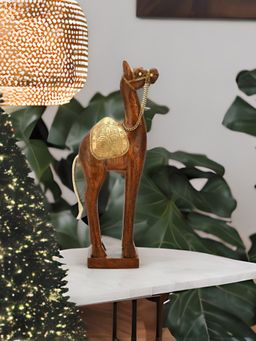 At Home by Nilkamal - Standing Camel Showpiece Brown