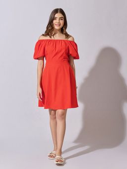 SHOWOFFFF - Women Red Off Shoulder Mini Dress