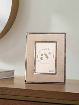 Aarvi Decor - Grey Faux Leather Opulent Aura Tabletop Decorative Photo Frame