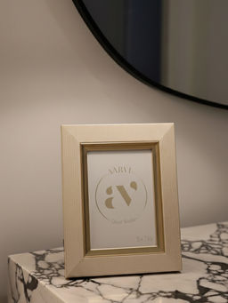 Aarvi Decor - Beige Faux Leather Tabletop Decorative Photo Frame For Home Green 5 X 7 Inches