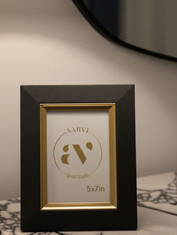 Aarvi Decor - Faux Leather Tabletop Decorative Photo Frame For Home Black 5 X 7 Inches