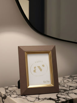 Aarvi Decor - Faux Leather Tabletop Decorative Photo Frame For Home Brown 5 X 7 Inches