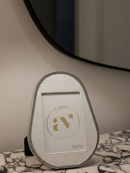 Aarvi Decor - Urban Faux Leather Tabletop Decorative Photo Frame For Home White 5 X 7 Inches