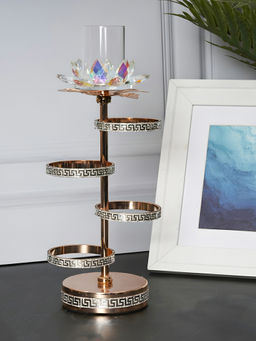 Aarvi Decor - Gold Sublime Flower Shine Candle Holder