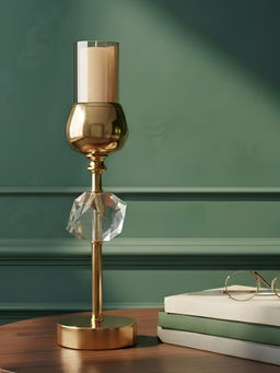 Aarvi Decor - Gold Crystal Cube Candle Holder