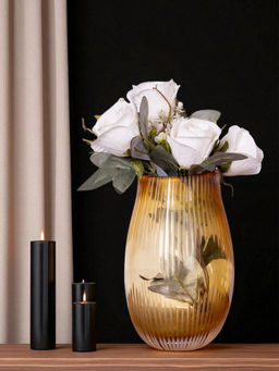 Aarvi Decor - Yellow Elysium Transparent Glass Vase