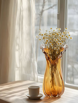 Aarvi Decor - Golden Embrace Orange Glass Vase