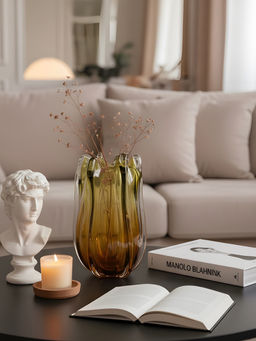 Aarvi Decor - Autumn Meadow Yellow Glass Vase