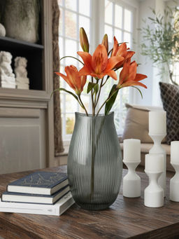 Aarvi Decor - Smokey Grey Elysium Transparent Glass Vase