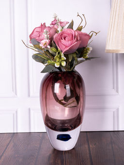 Aarvi Decor - Cased Luxe Pink Transparent Glass Vase