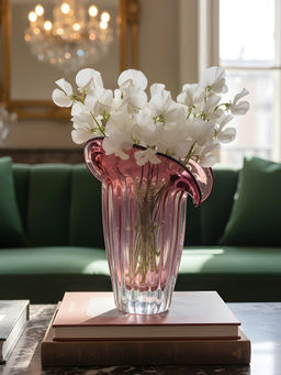 Aarvi Decor - Blush Bloom Transparent Pink Glass Vase