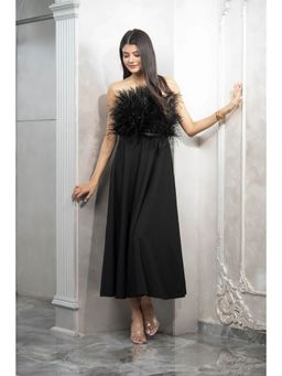 Label Swish - Bloom Black Feather Flared Midi Dress