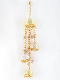 TONOTO - Yellow Kesar Pair of Metal-Dabka Latkans