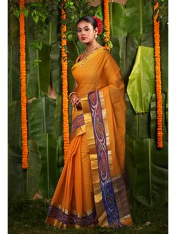 Unnati Silks - Orange Pure Pavani Cotton Saree With Unstitched Blouse