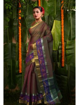 Unnati Silks - Green Pure Pavani Cotton Saree With Unstitched Blouse
