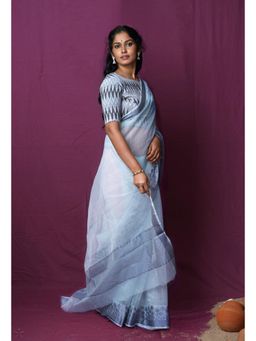 Unnati Silks - Grey Pure Plain Doria Kota Saree With Unstitched Blouse