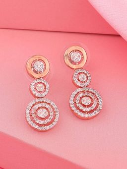 Estele - Rose Gold Plated CZ Circular Designer Earrings for Women