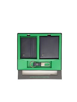 United Colors of Benetton - Men Turin Wallet with Card Case & Keyfob - Navy Blue