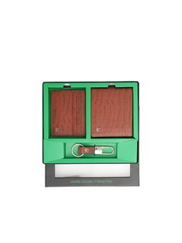 United Colors of Benetton - Men Livorono Wallet with Card Case & Keyfob - Tan