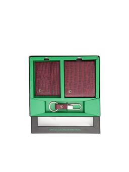 United Colors of Benetton - Men Livorono Wallet with Card Case & Keyfob - Wine
