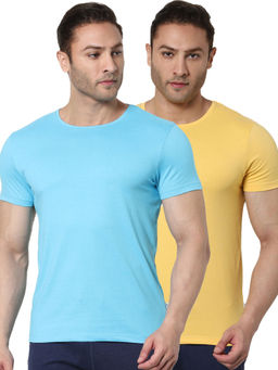 Jack & Jones - Blue & Yellow Crew Neck T-shirts