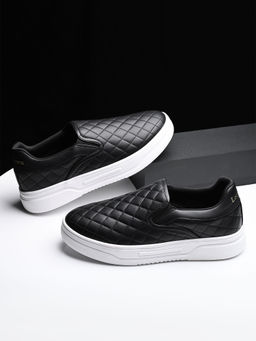 Louis Stitch - Men Egptian Black Casual Slip On Lightweight Sneakers